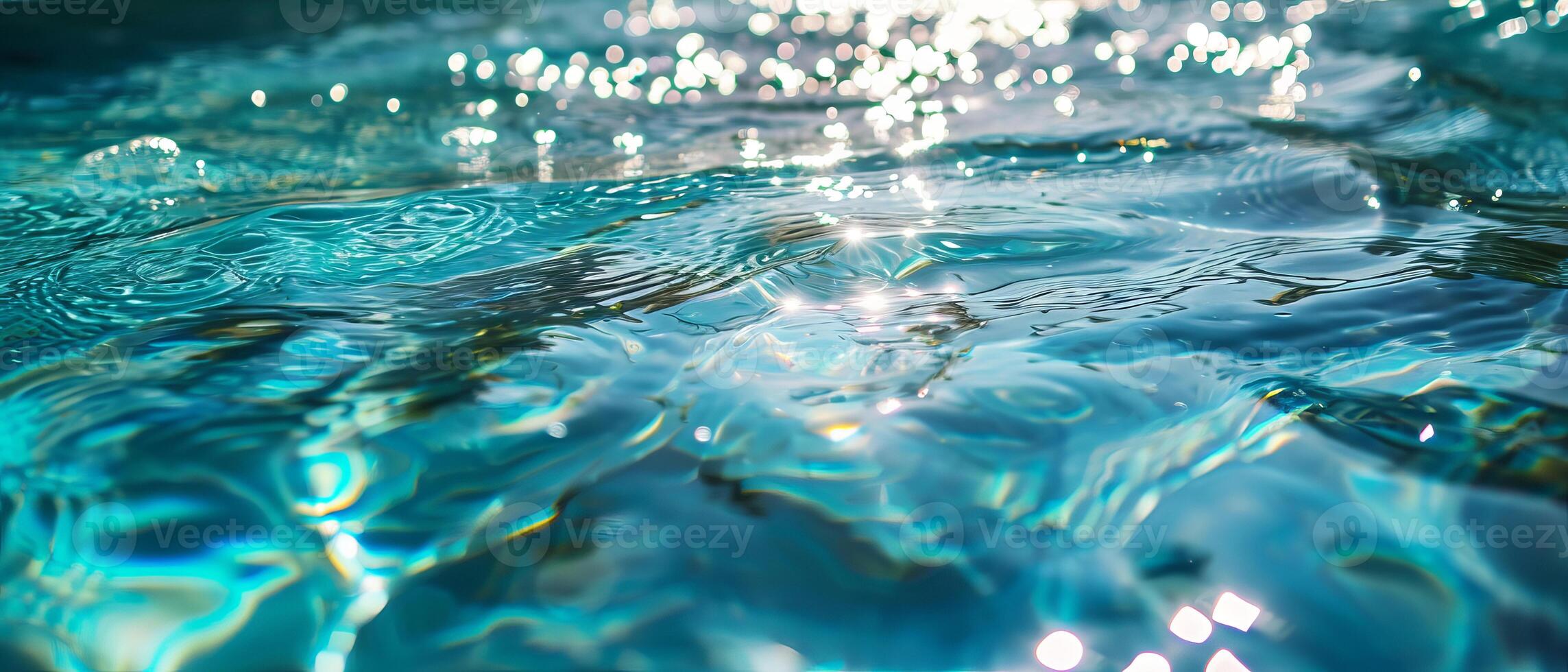 AI generated sun casting a bright light through the clear water, illuminating the underwater world photo