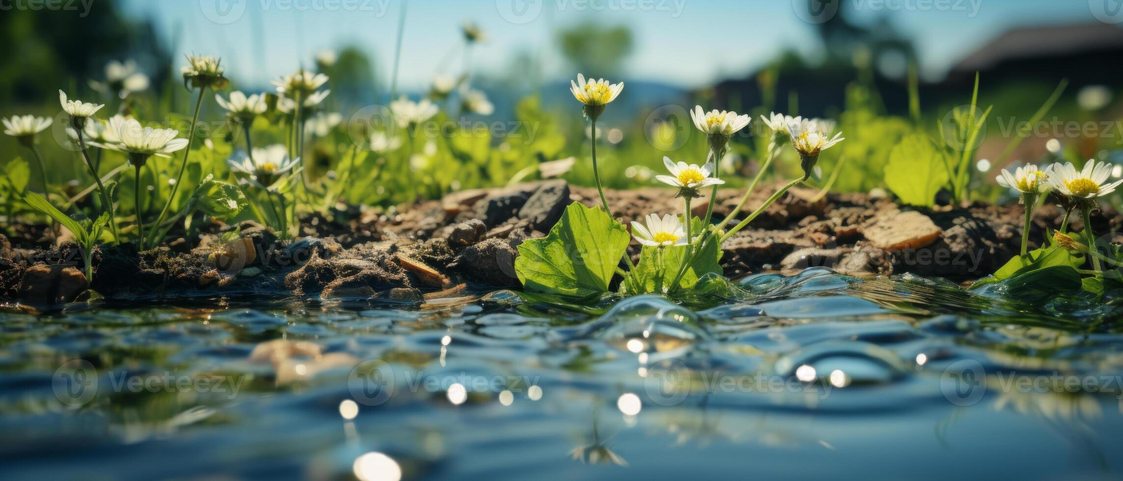 AI generated Sprouting Plants with Water Droplets photo