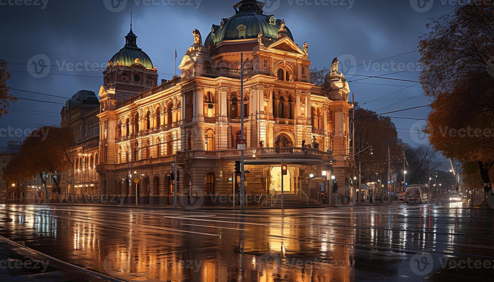 AI generated Famous capital illuminated skyline reflects history and culture generated by AI photo