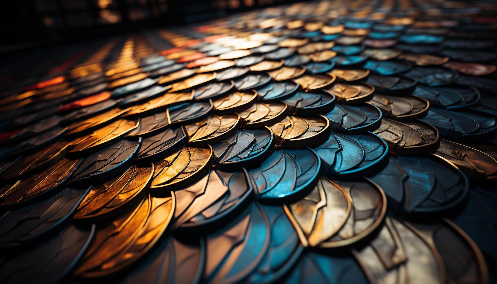 AI generated Abstract architecture with vibrant colors and shiny metal generated by AI photo