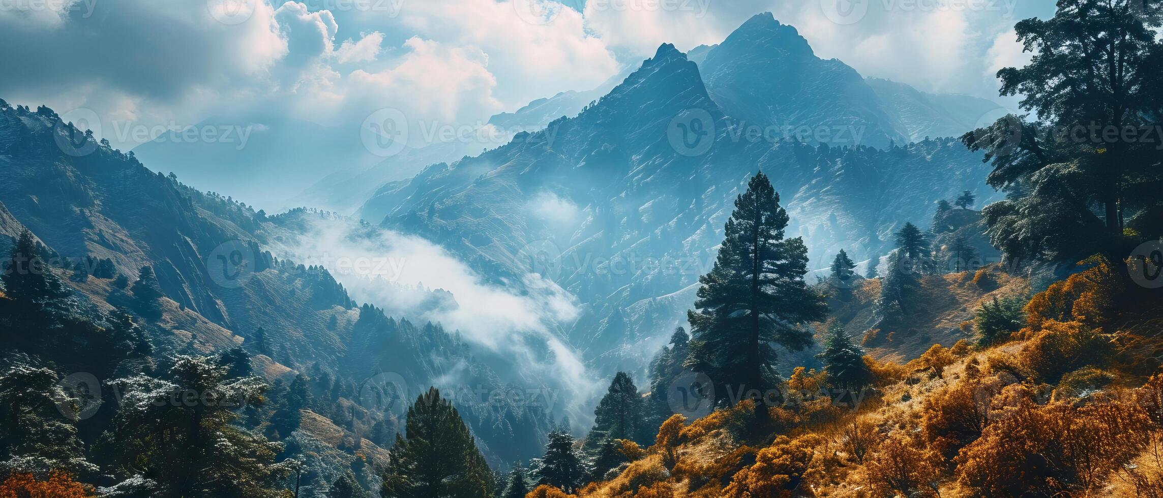 AI generated Autumn Splendor in Rugged Mountain Terrain photo