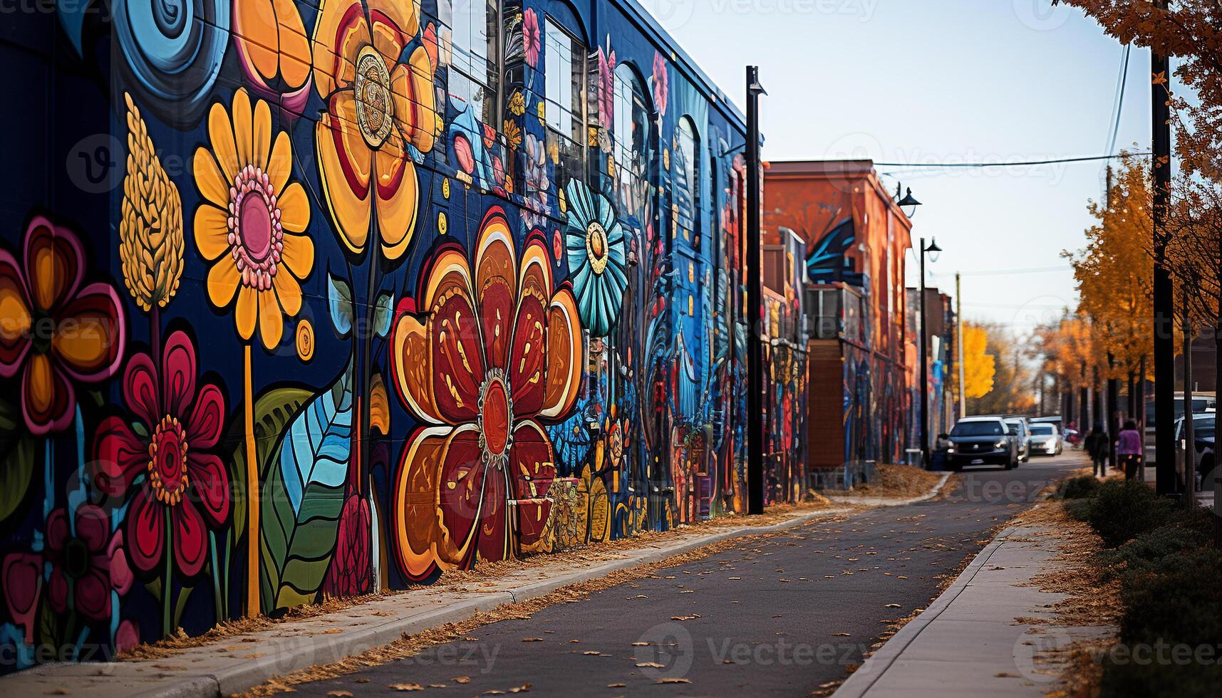 AI generated Vibrant colors decorate the city modern architecture generated by AI photo