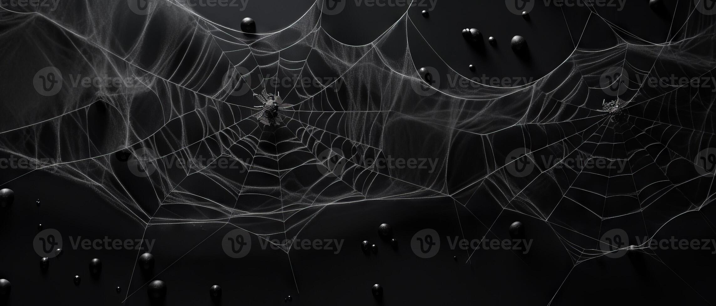 AI generated Spider on Intricate Web Against Black photo