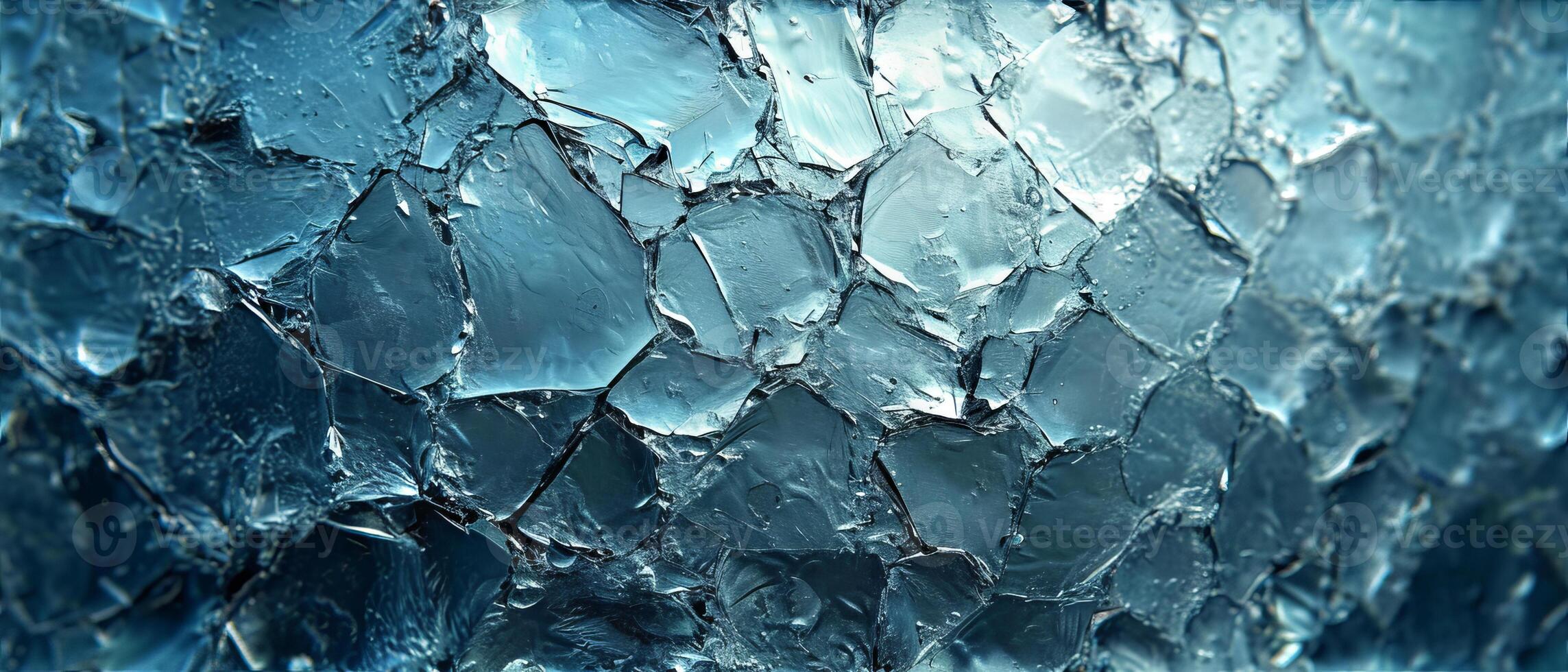 AI generated Close-up view of textured ice crystals with intricate patterns and a cool blue hue, showcasing the beauty of frozen water photo