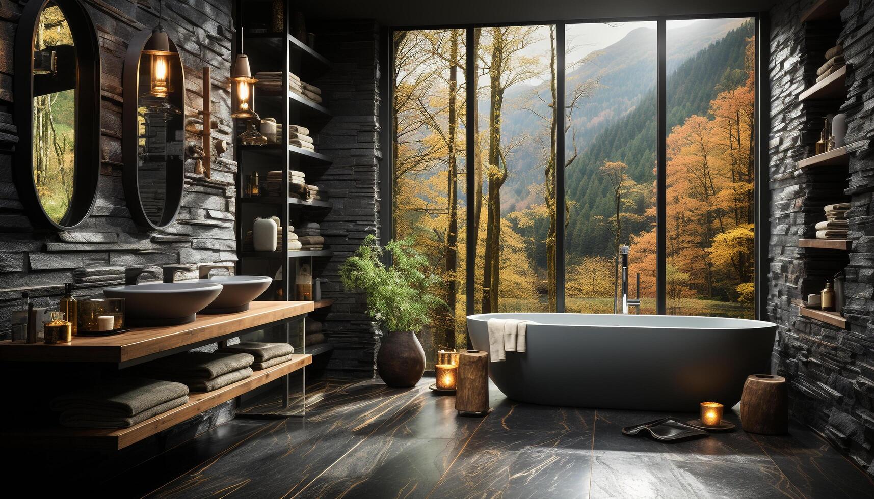 ai generado moderno Doméstico habitación con madera piso y elegante diseño generado por ai foto