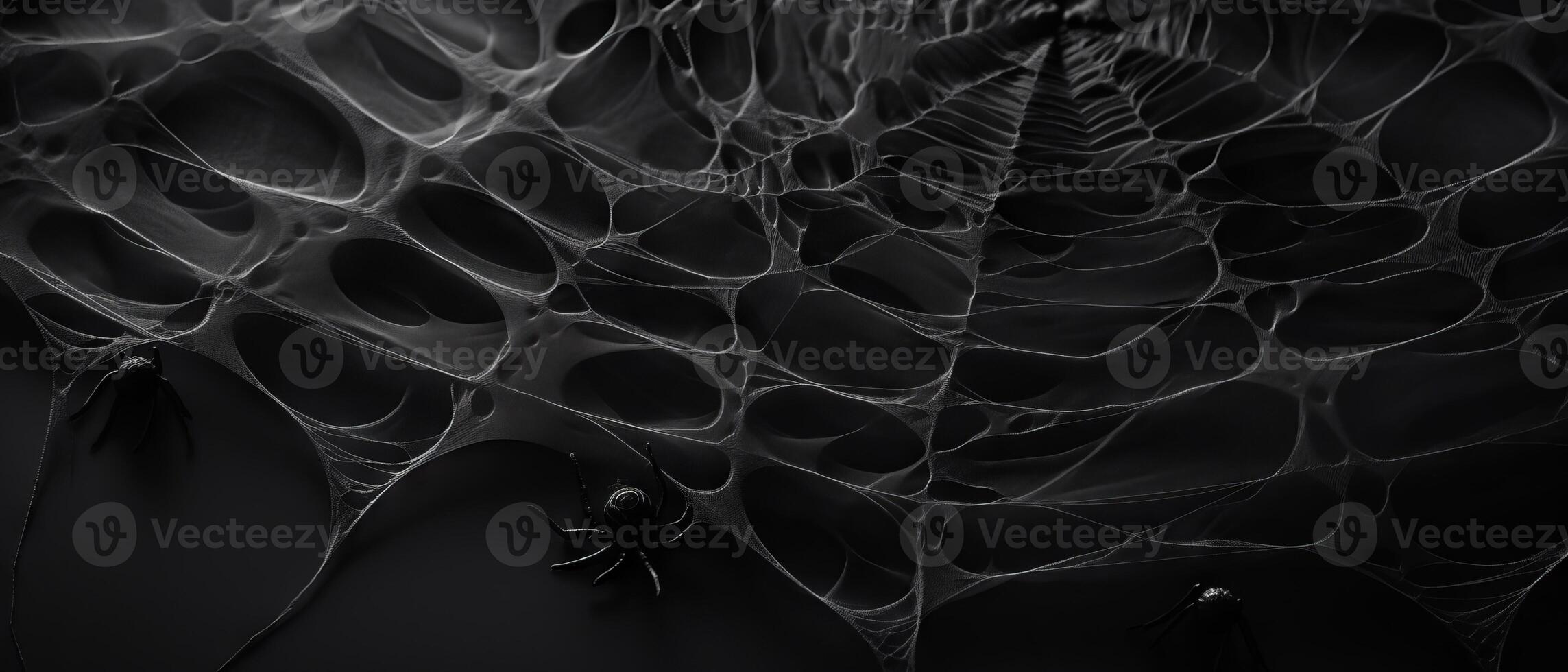 AI generated Spider on Intricate Web Against Black photo