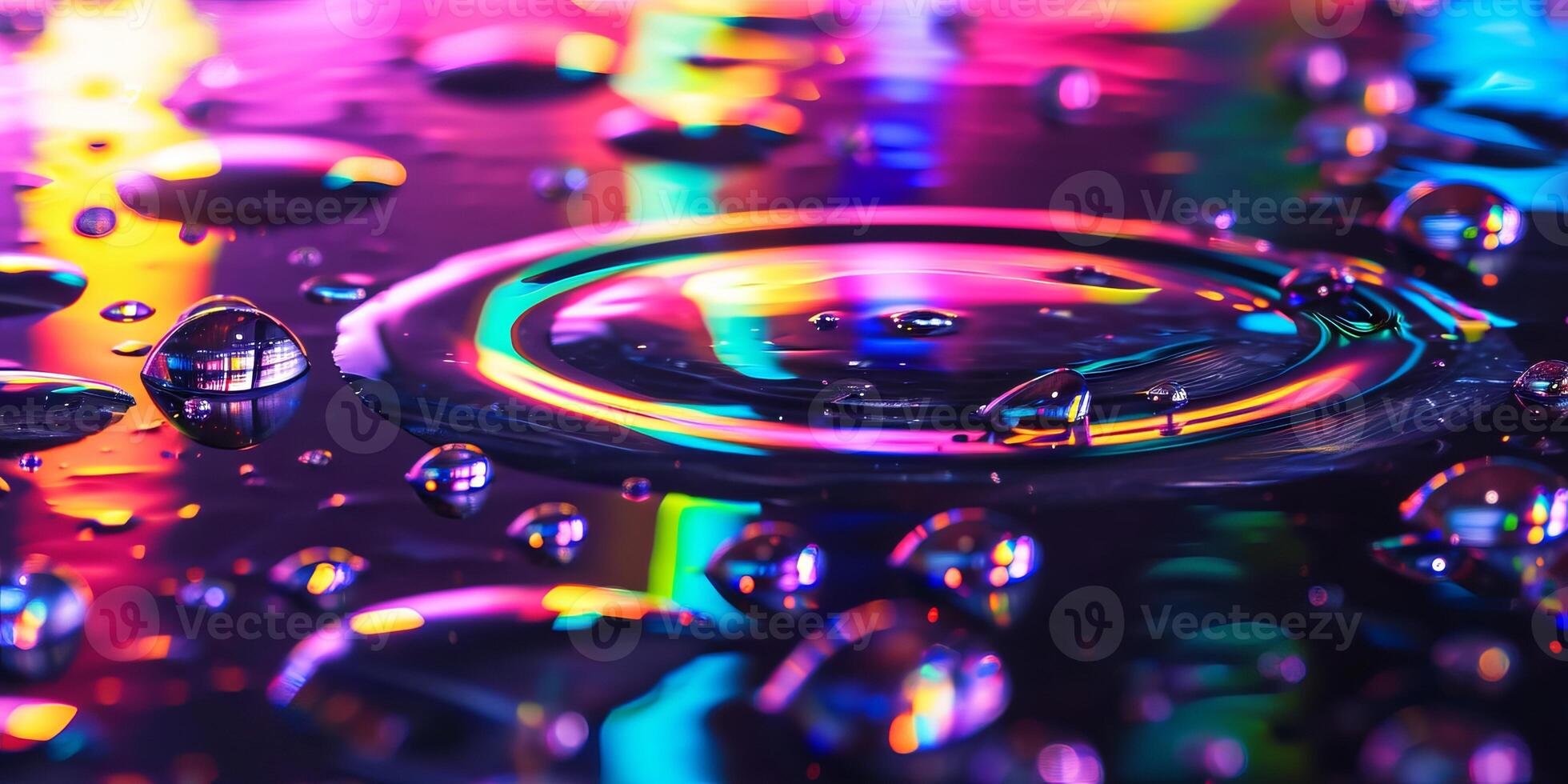 AI generated Close-up of Colorful Water Droplet photo