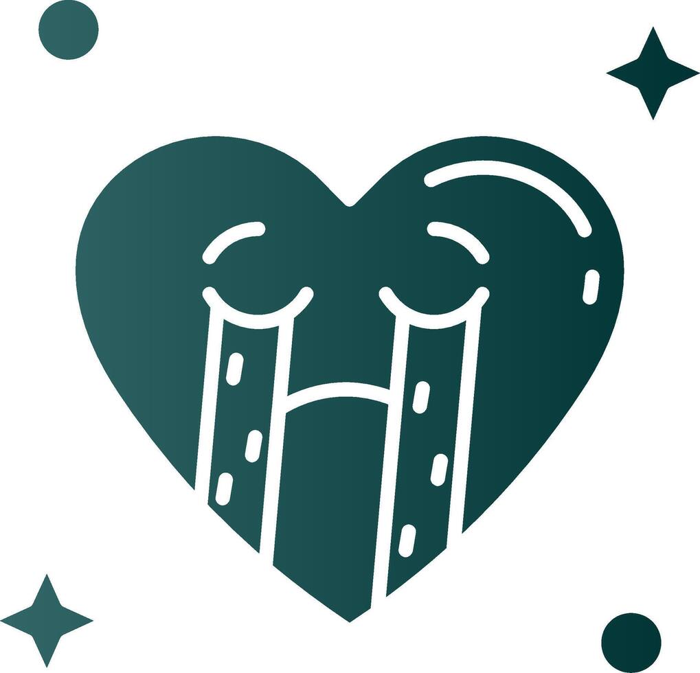 llorar glifo degradado verde icono vector