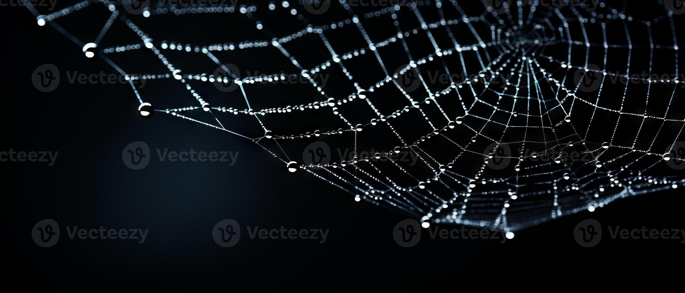 AI generated Dewy Spider Web on Dark Background photo