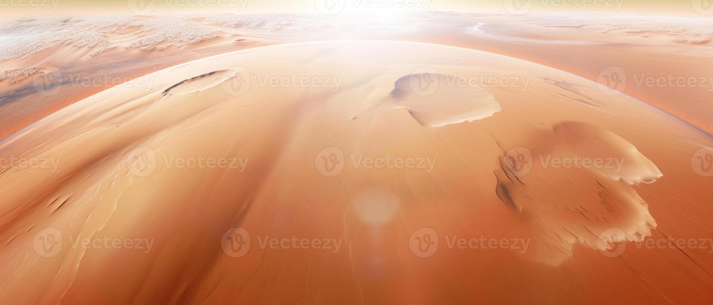 ai generado un ver de el Desierto planeta horizonte desde espacio foto