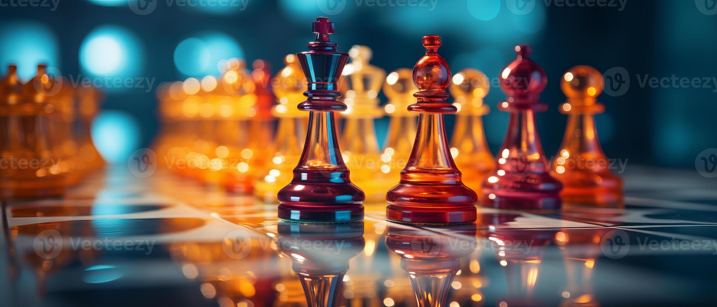 AI generated King Chess Piece Focus with Blurred Background photo