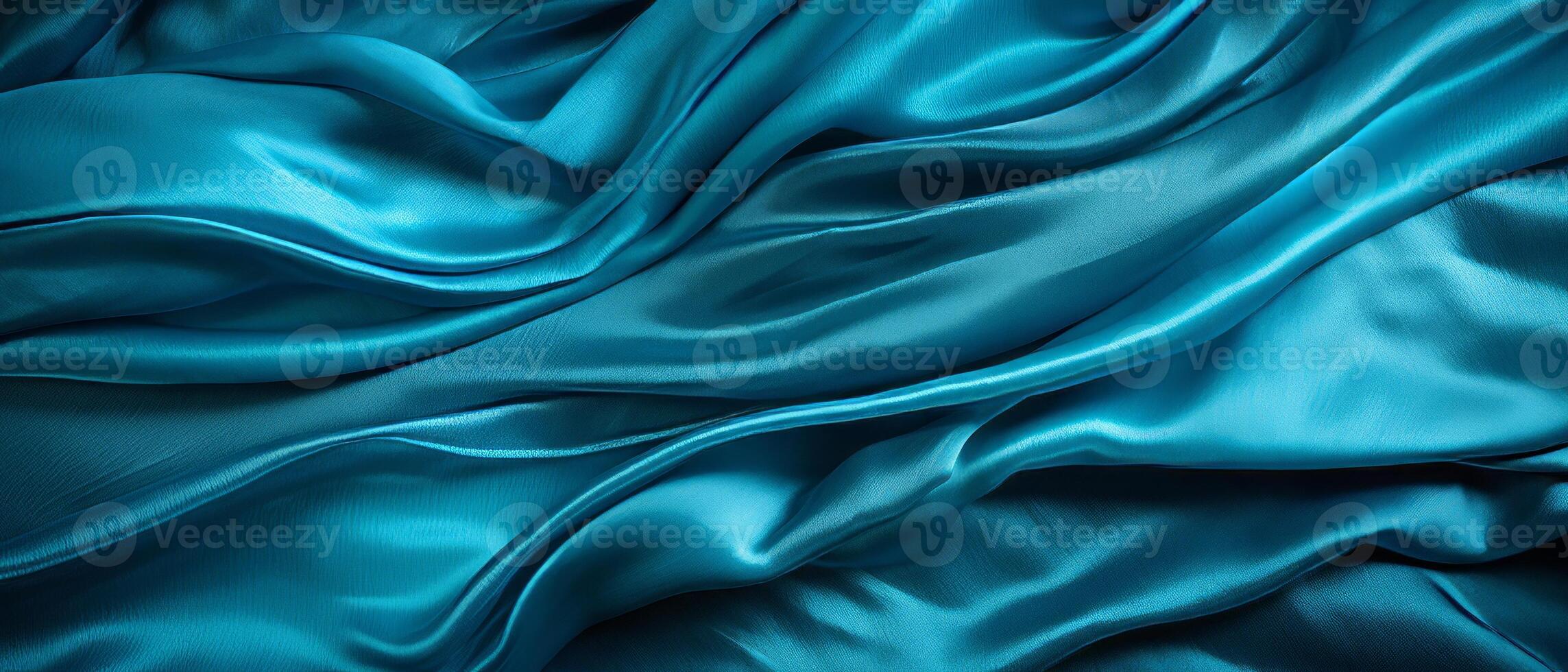 AI generated Luxurious blue silk fabric with elegant wavy texture photo