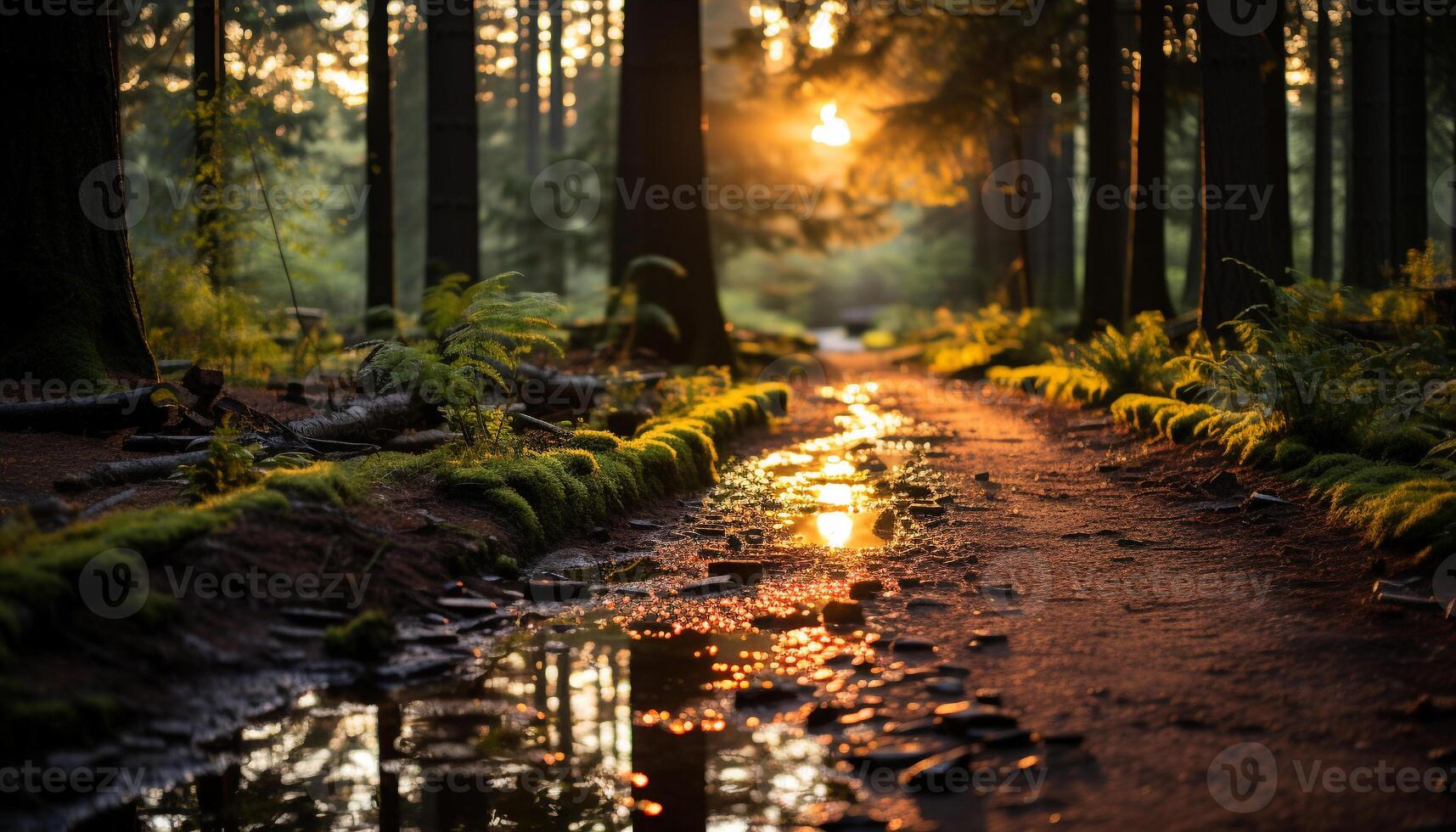 ai generado tranquilo escena de otoño bosque, vibrante colores surgir generado por ai foto