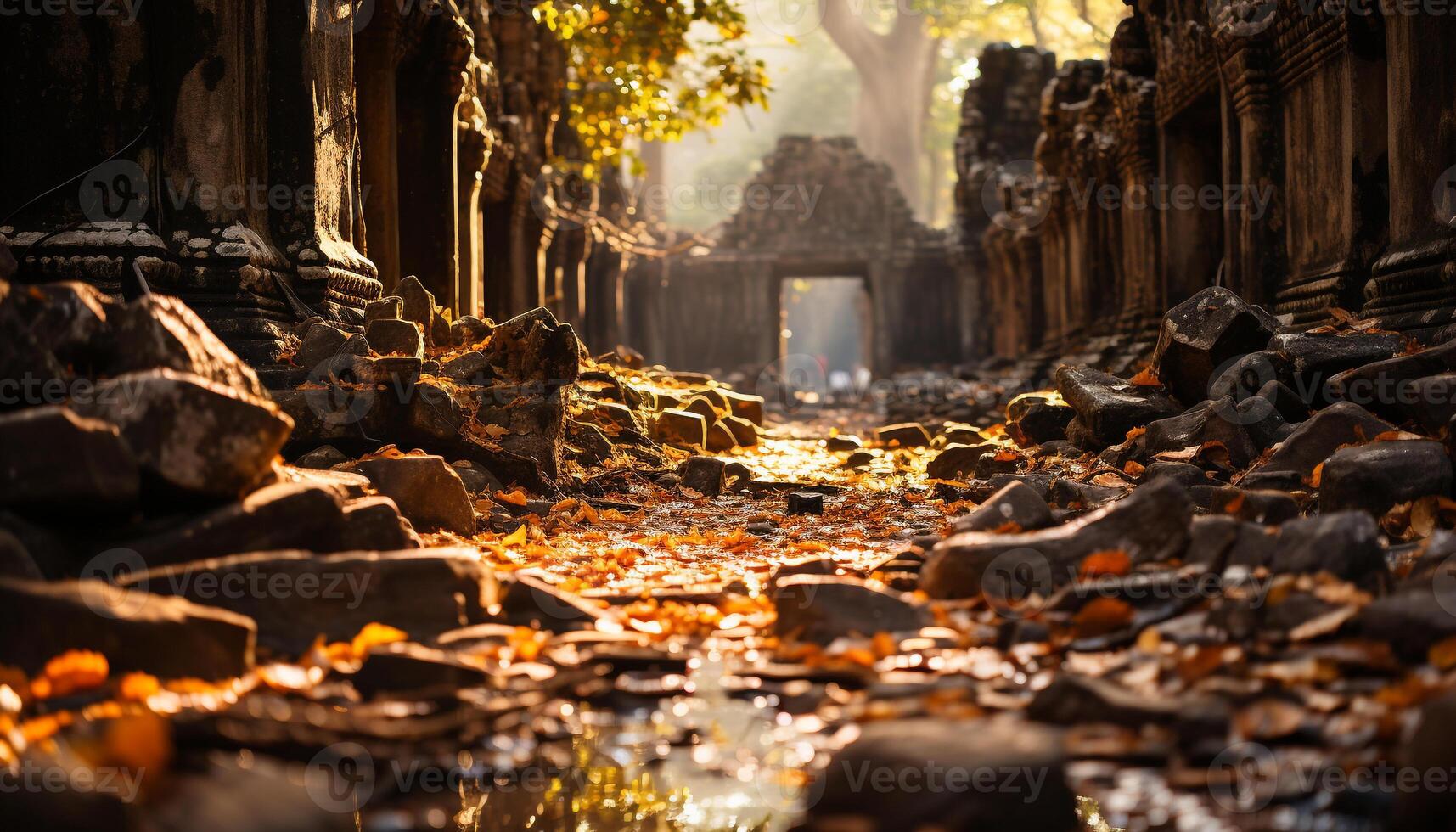 AI generated Ancient ruins in Angkor, a famous travel destination generated by AI photo