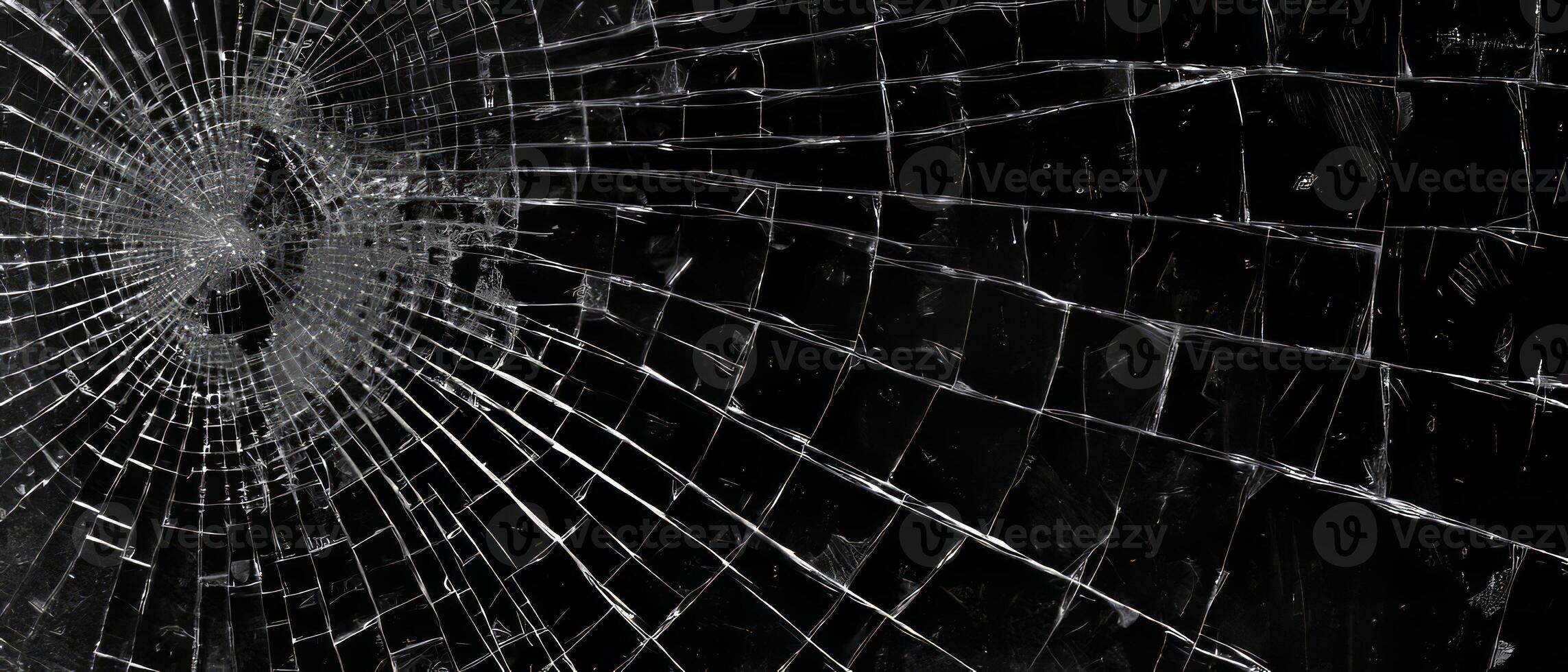 AI generated Spiderweb Crack on Dark Surface photo