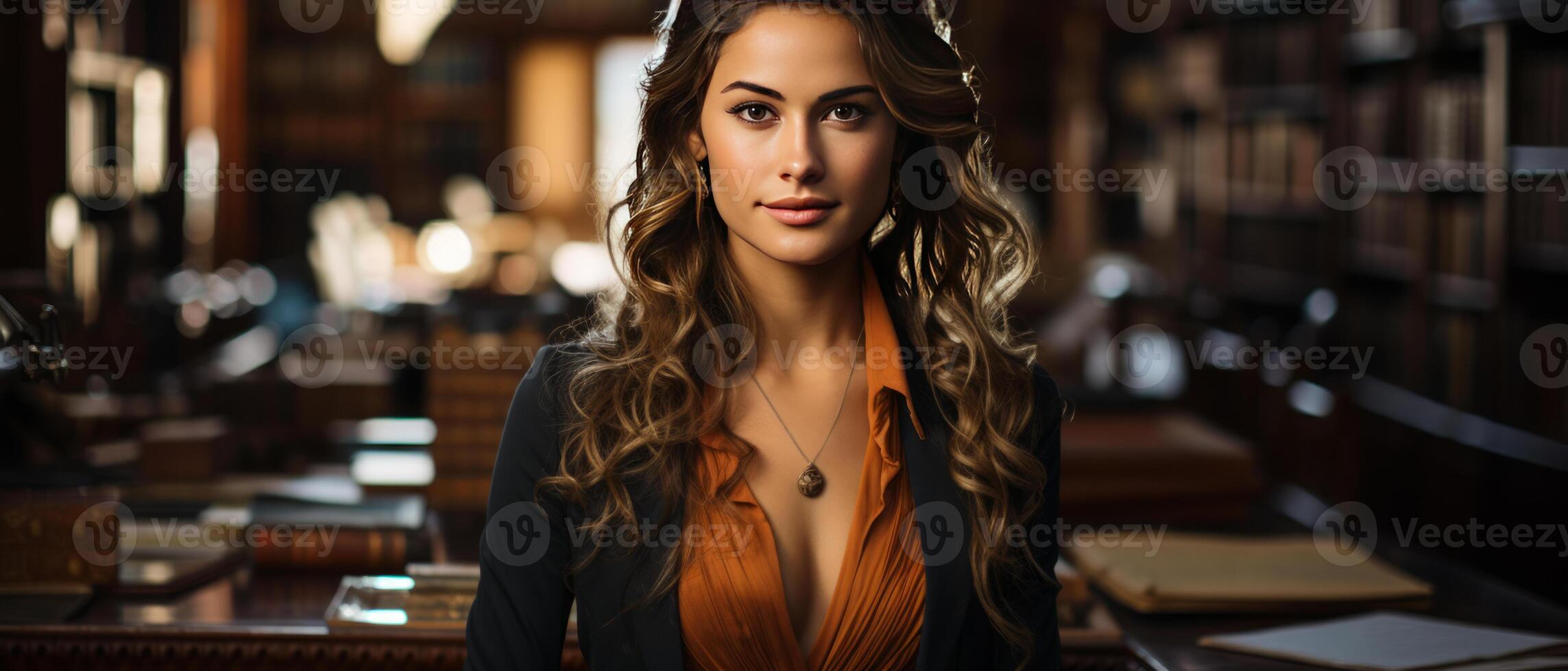 AI generated Confident Librarian in a Vintage Library photo