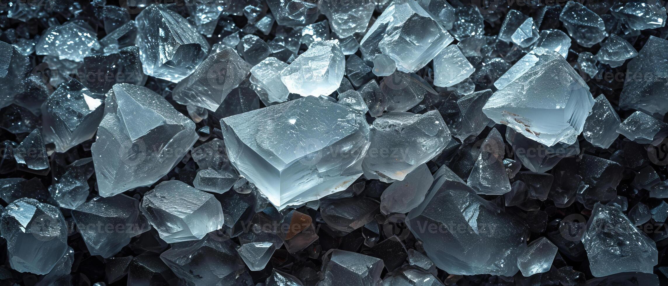 AI generated A close-up view of glass-like minerals, resembling ice or quartz photo