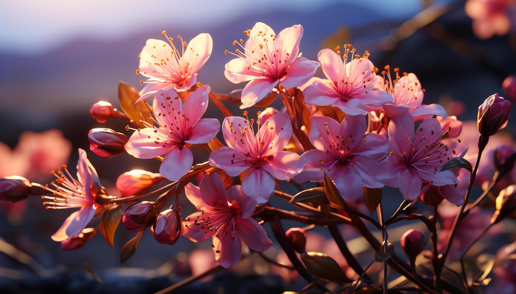 AI generated Vibrant pink flower blossom in nature meadow generated by AI photo