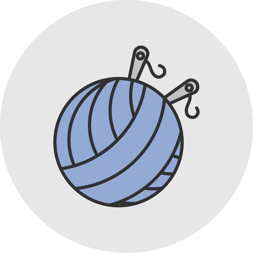 Yarn Ball Line Filled Light Circle Icon vector