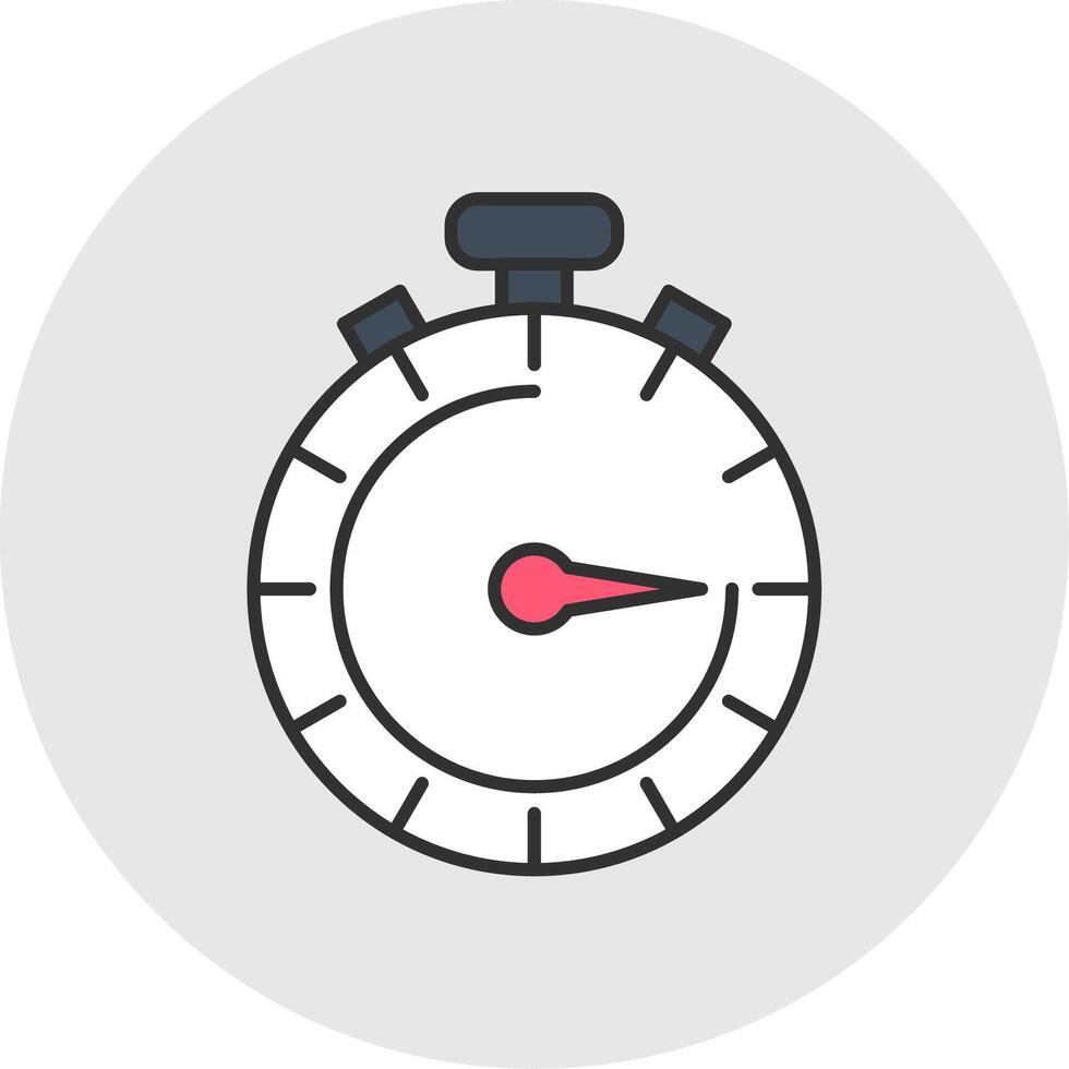 Stopwatch Line Filled Light Circle Icon vector