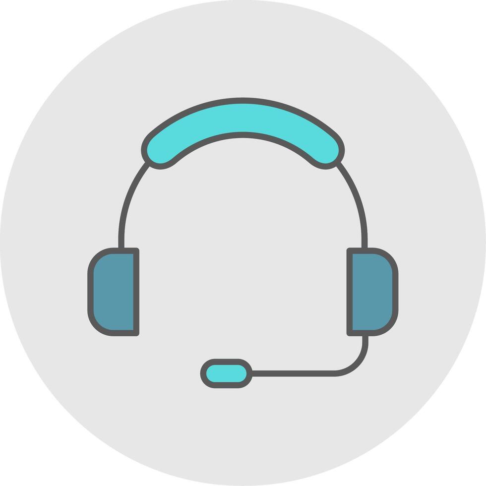 Headset Line Filled Light Circle Icon vector