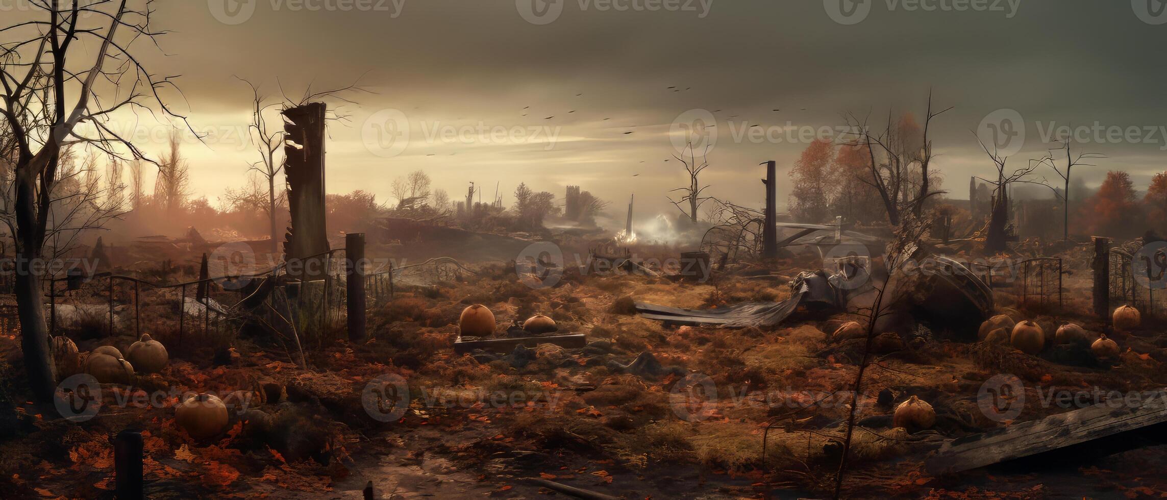 AI generated Post-Apocalyptic Autumn Landscape photo