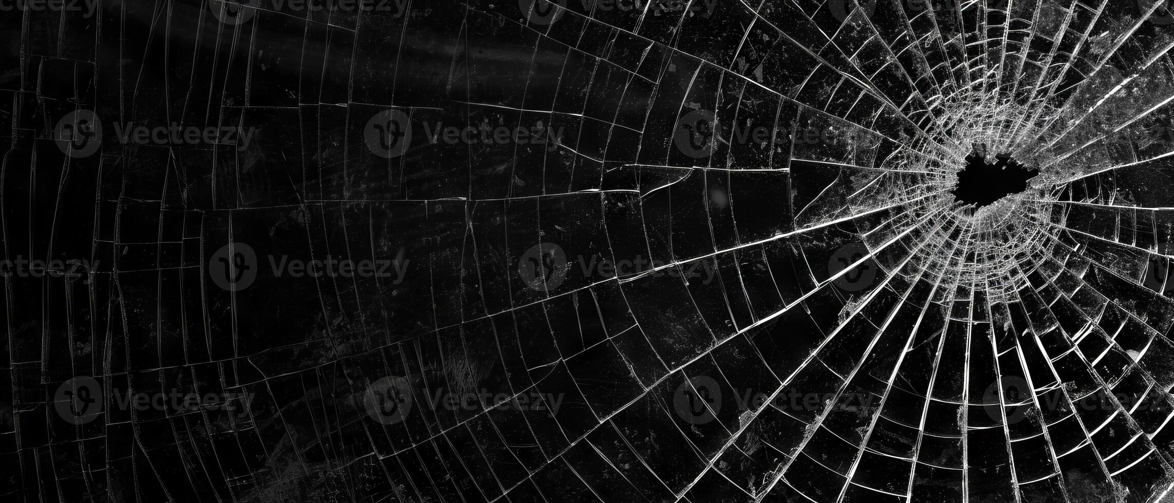 AI generated Spiderweb Crack on Dark Surface photo