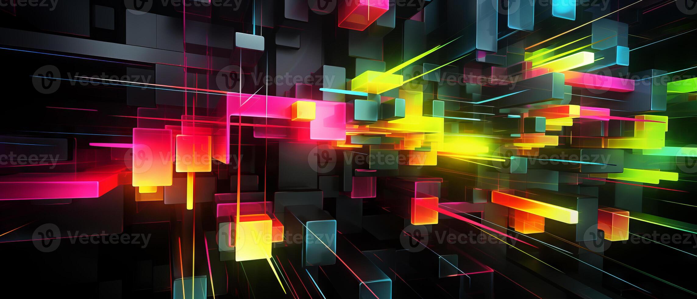 AI generated Dynamic Neon Geometric Shapes photo