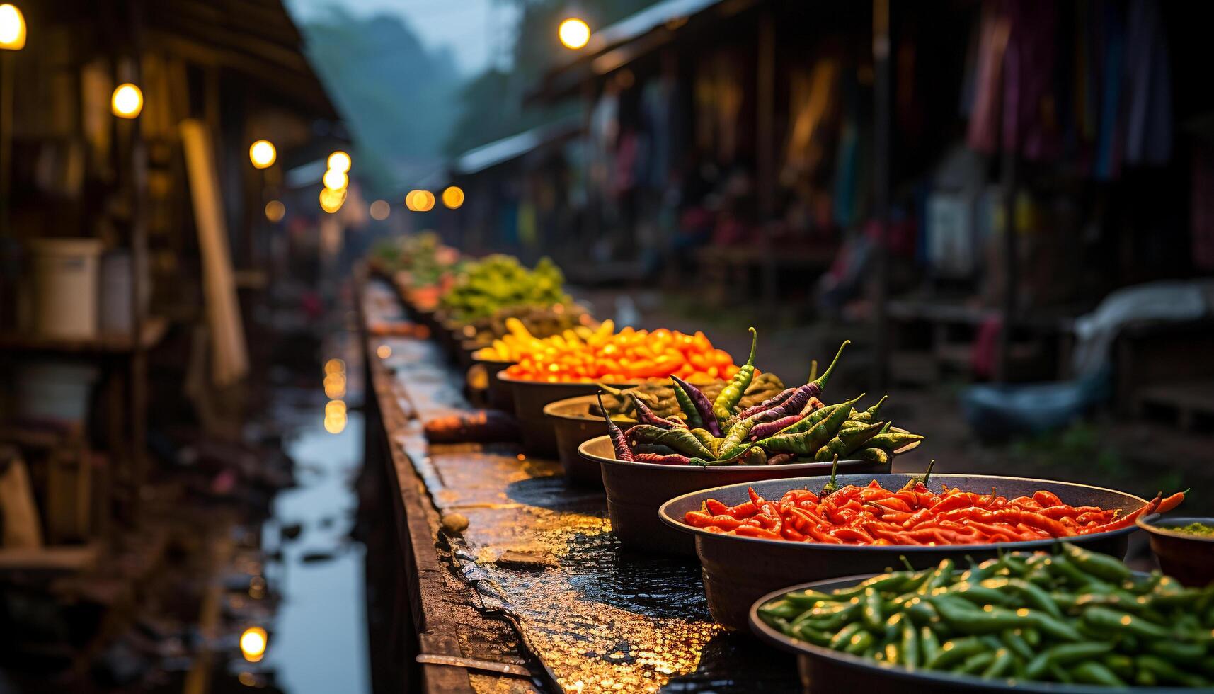 AI generated Fresh vegetables for sale at the outdoor market generated by AI photo