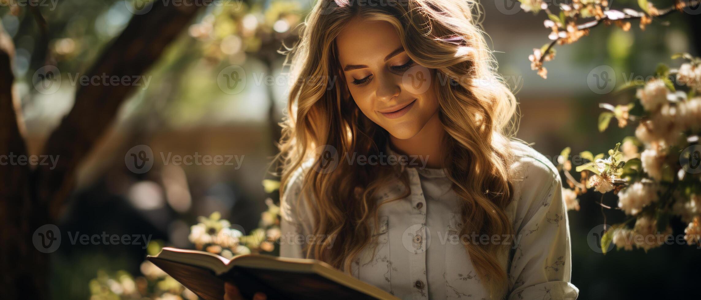 AI generated Joyful Reading in Nature photo