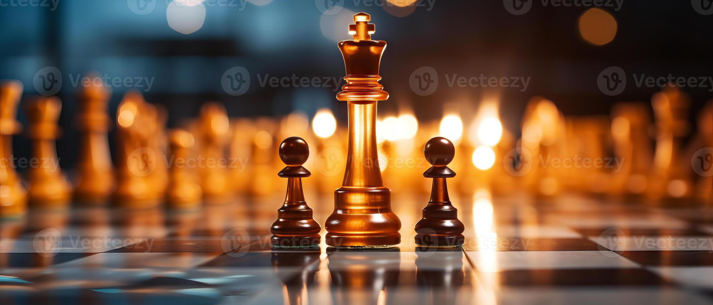 AI generated King Chess Piece Focus with Blurred Background photo