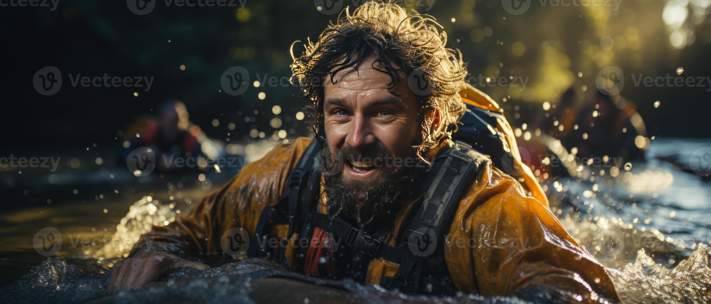 AI generated Adventurous Kayaker Conquering Rapids photo