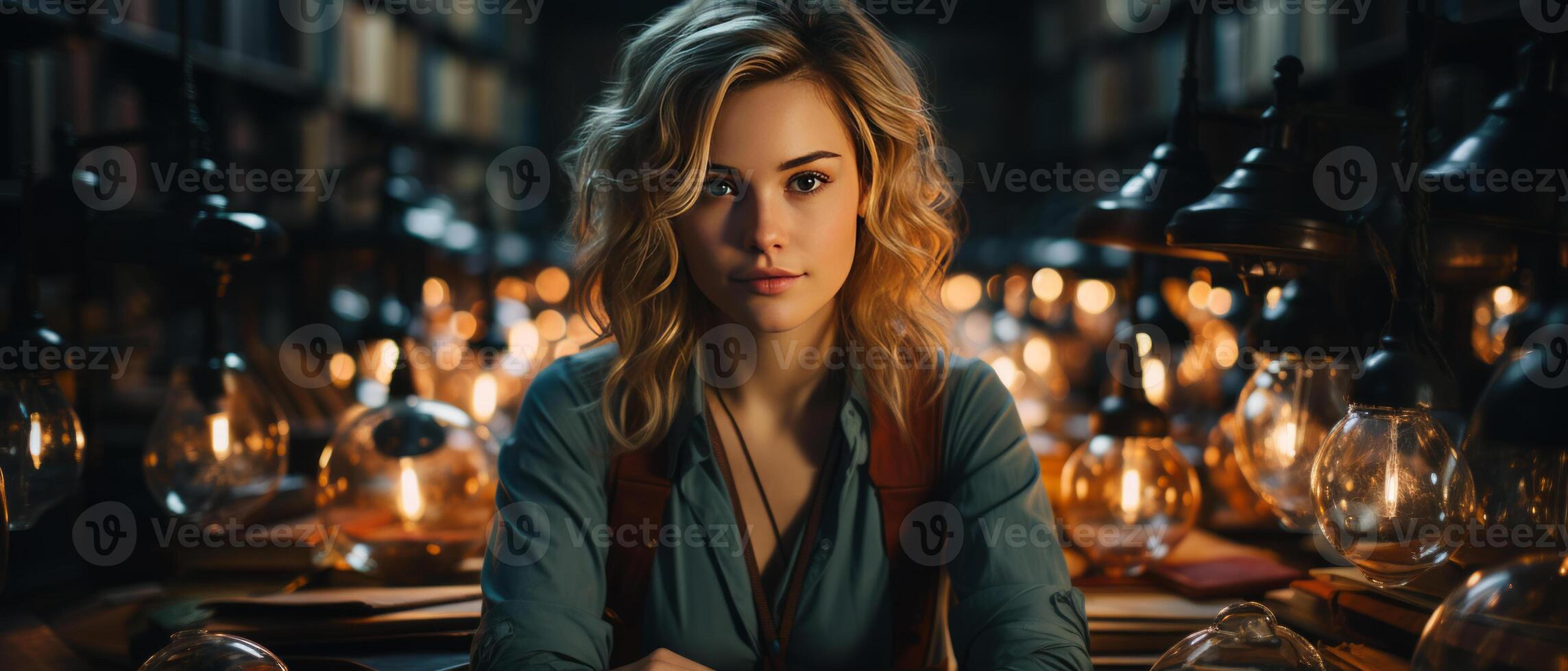 AI generated Confident Librarian in a Vintage Library photo