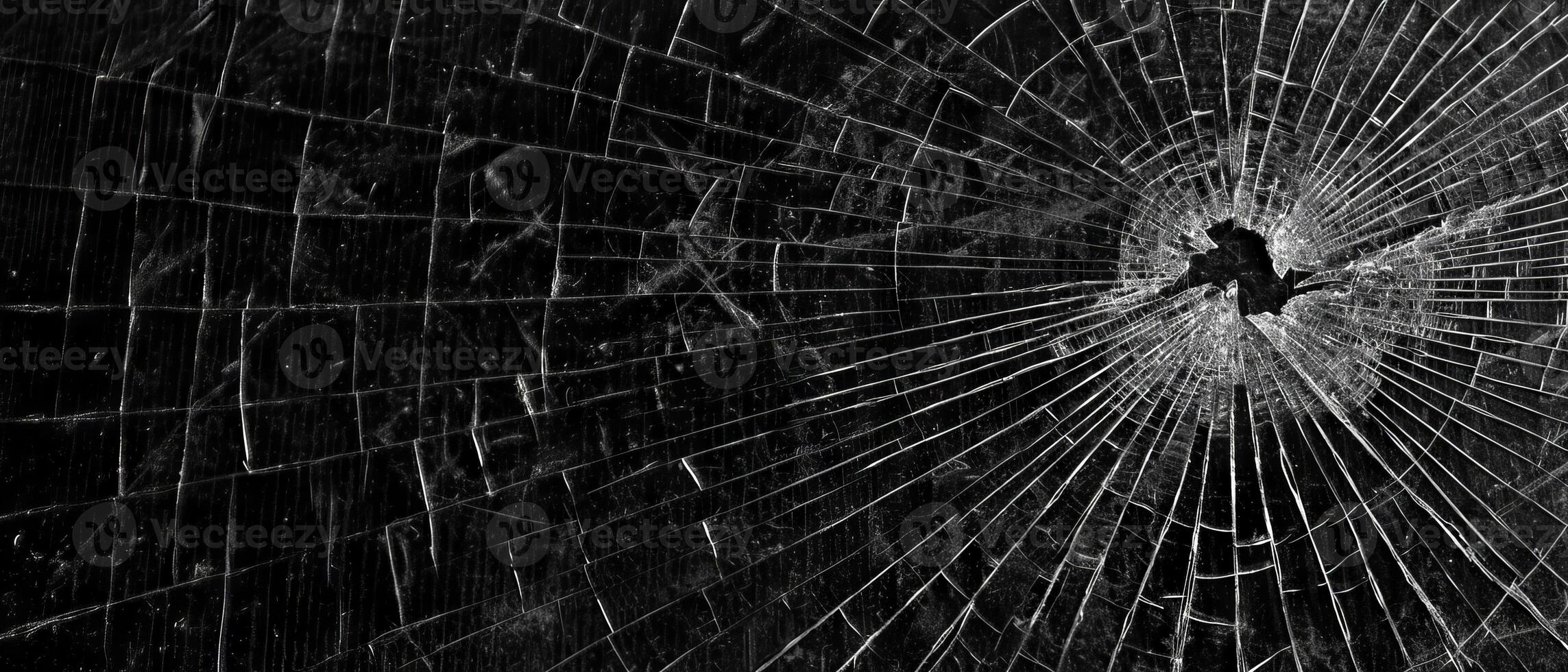 AI generated Spiderweb Crack on Dark Surface photo