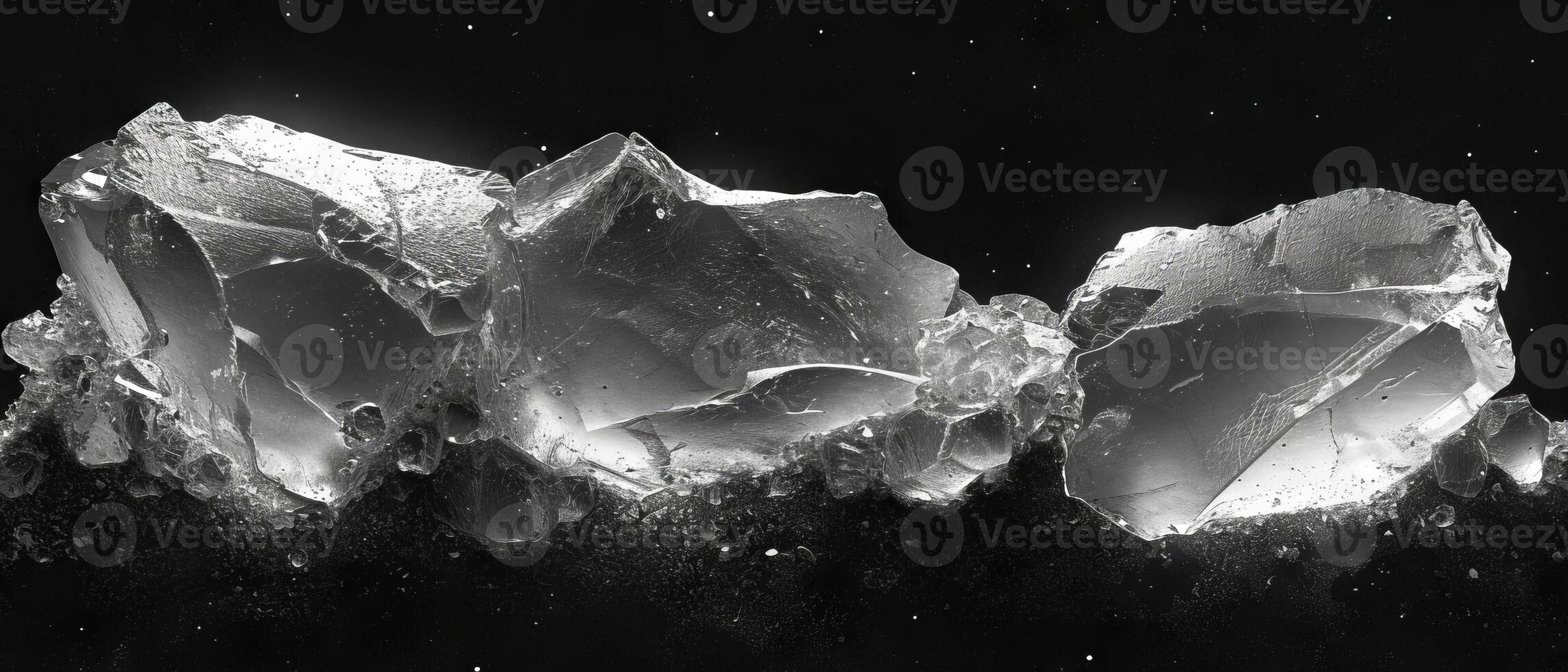 AI generated Monochrome Iceberg Sculpture Against Dark photo