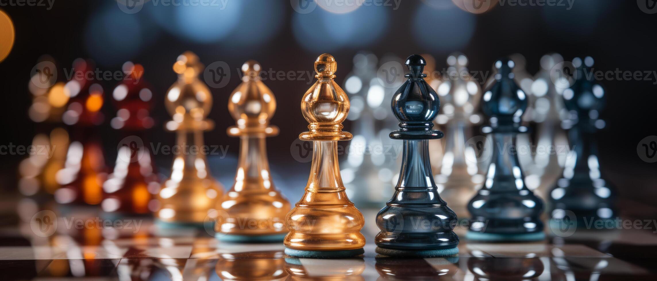 ai generado ajedrez piezas en elegante atención foto
