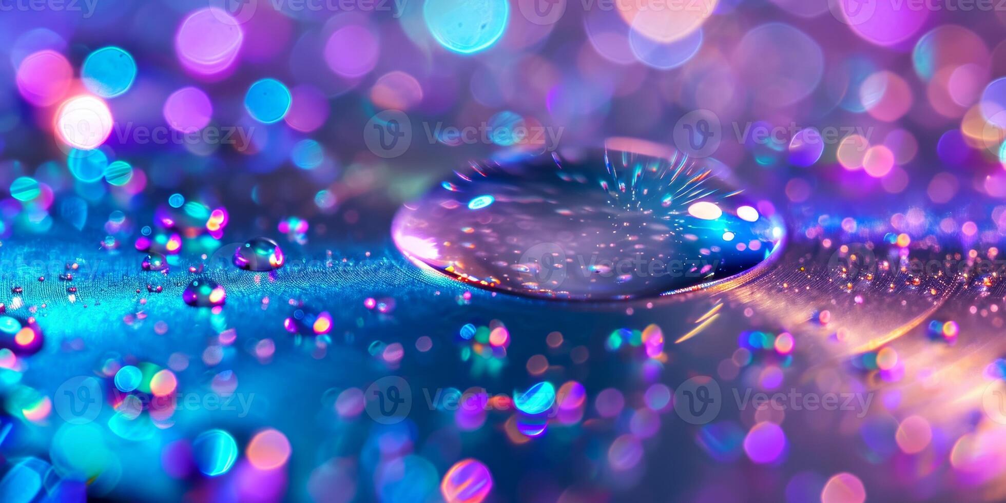 AI generated Close-up view of a single water droplet suspended on the surface of a pool of water photo