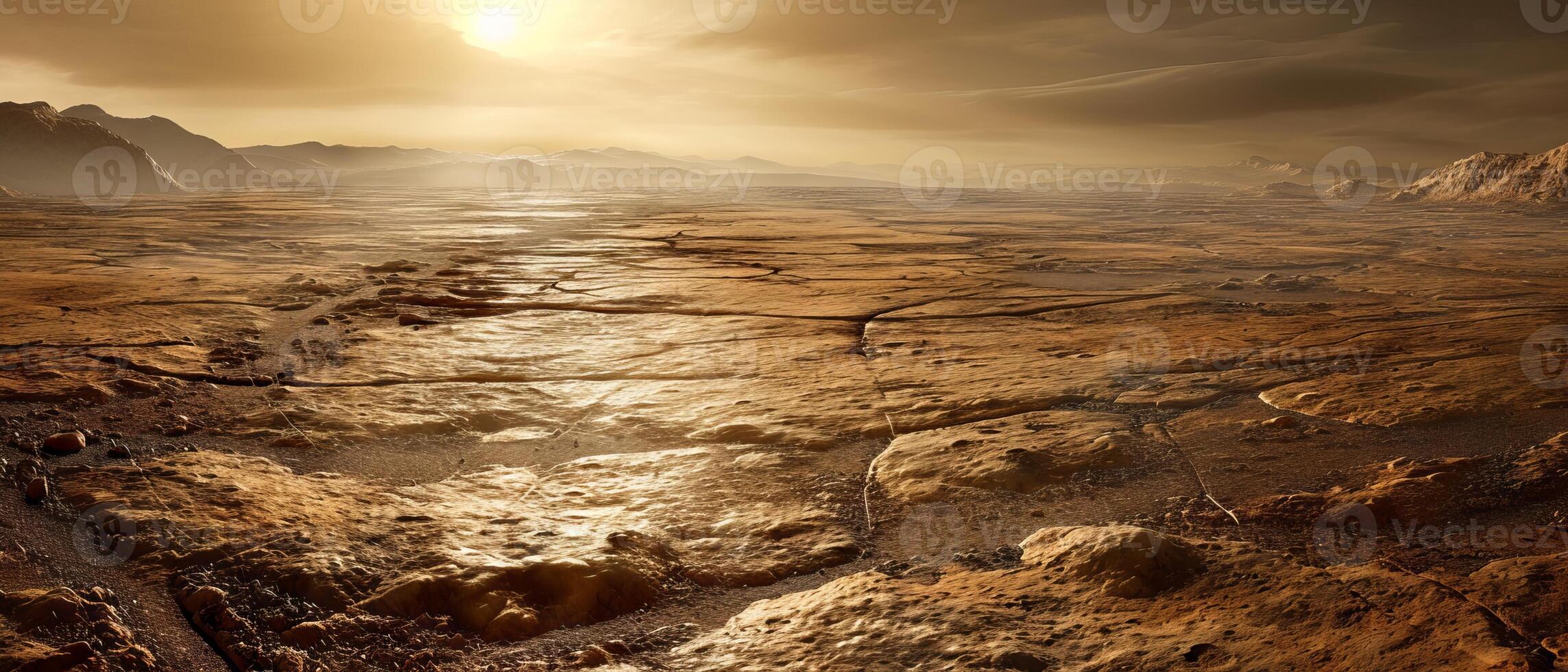AI generated The Sun Shining Over a Barren Landscape photo