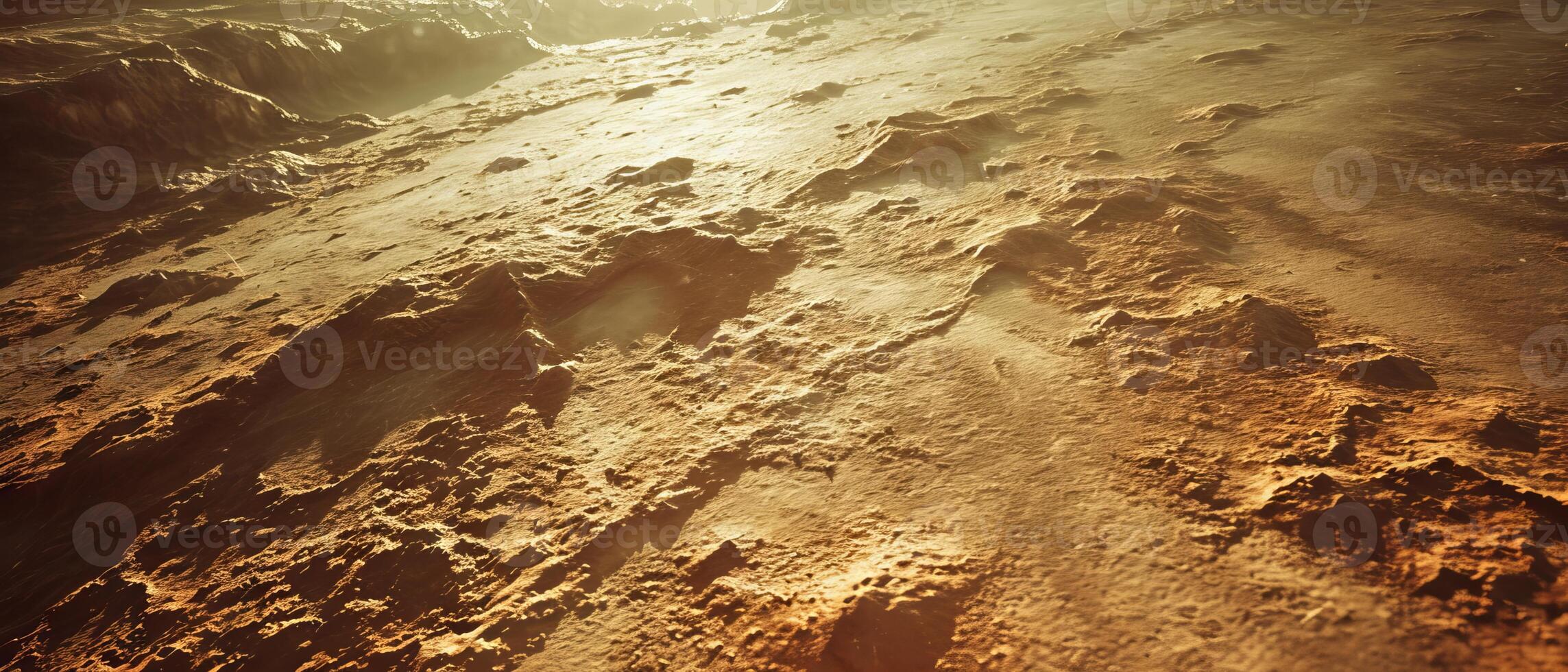 AI generated Close-up of planet surface with detailed textures and sunlight photo