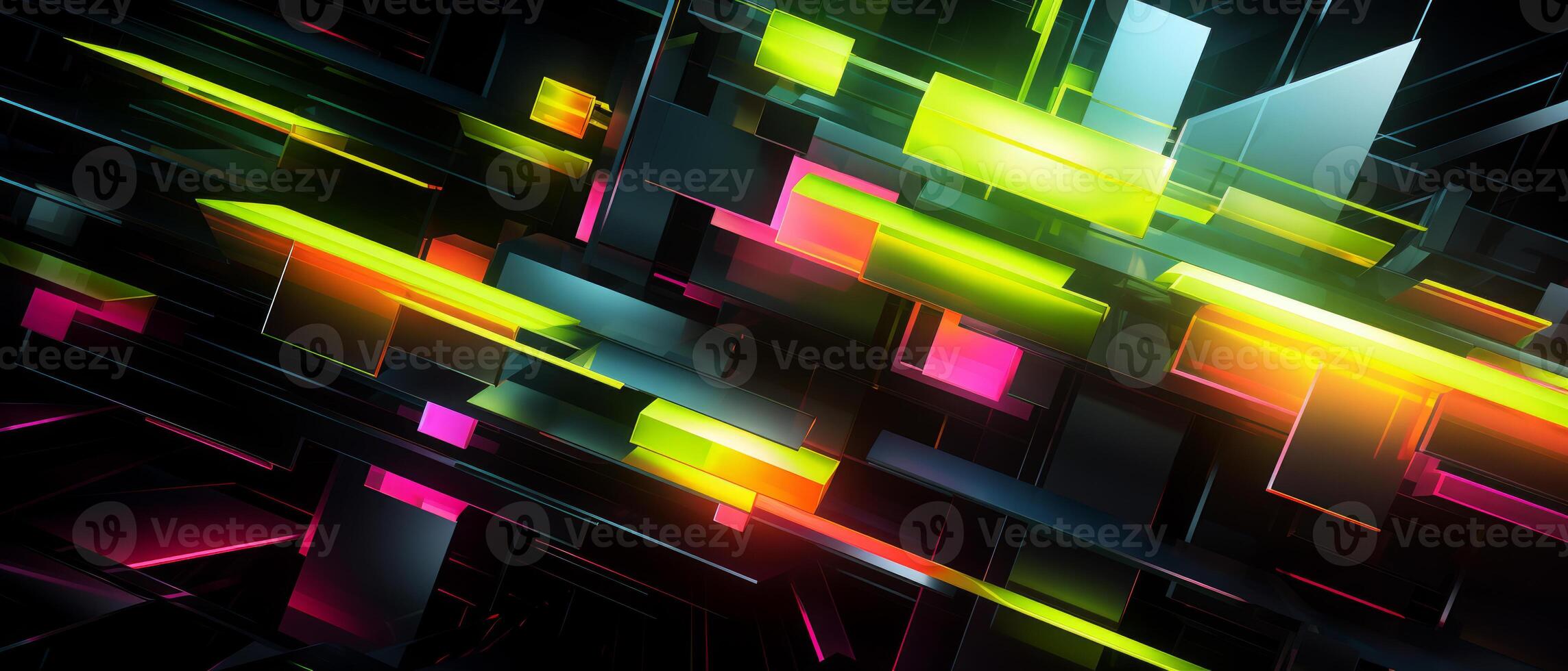 AI generated Dynamic Neon Geometric Shapes photo