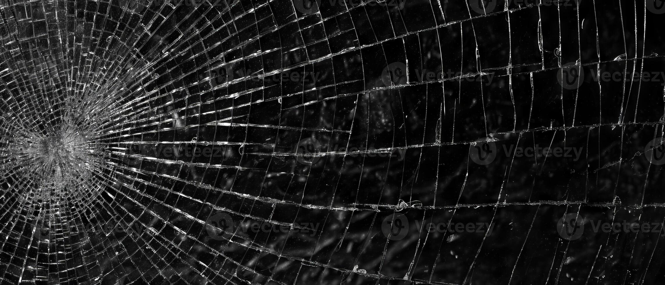 AI generated Spiderweb Crack on Dark Surface photo