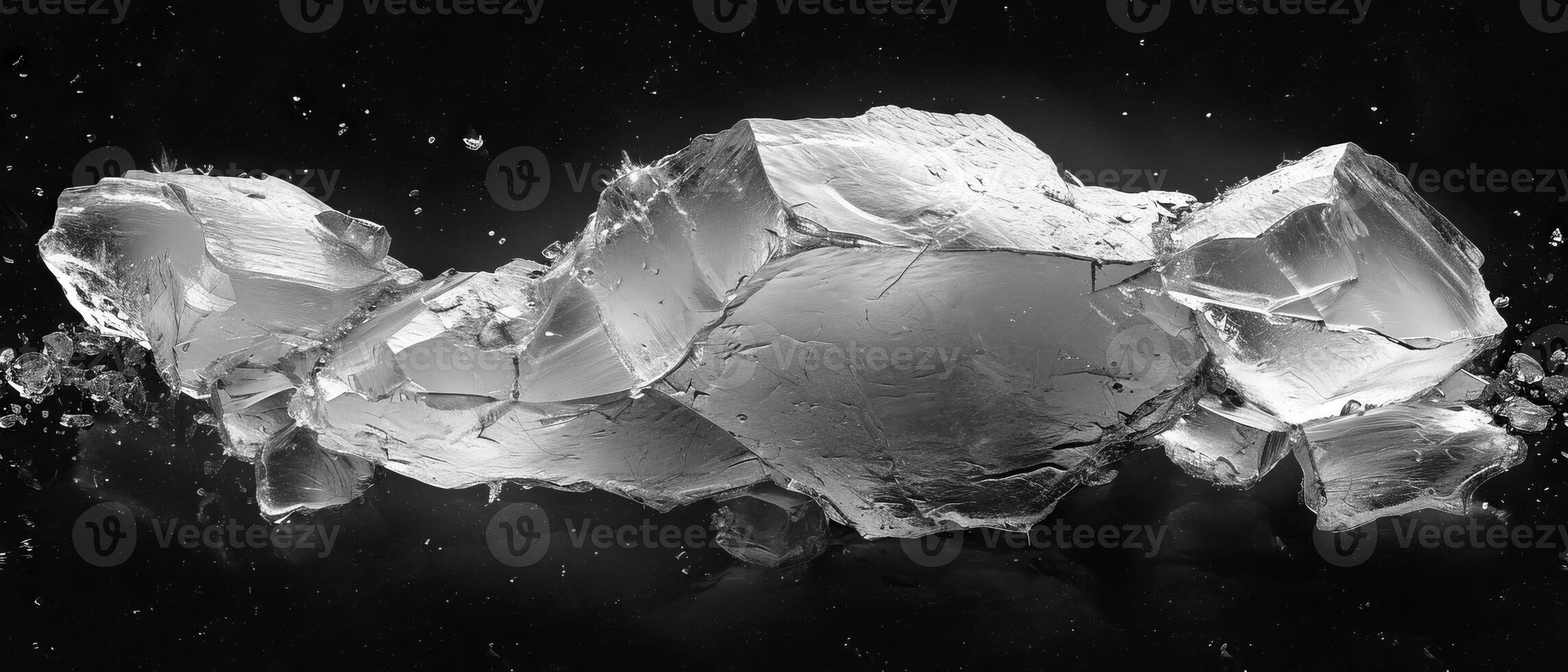 AI generated Monochrome Iceberg Sculpture Against Dark photo