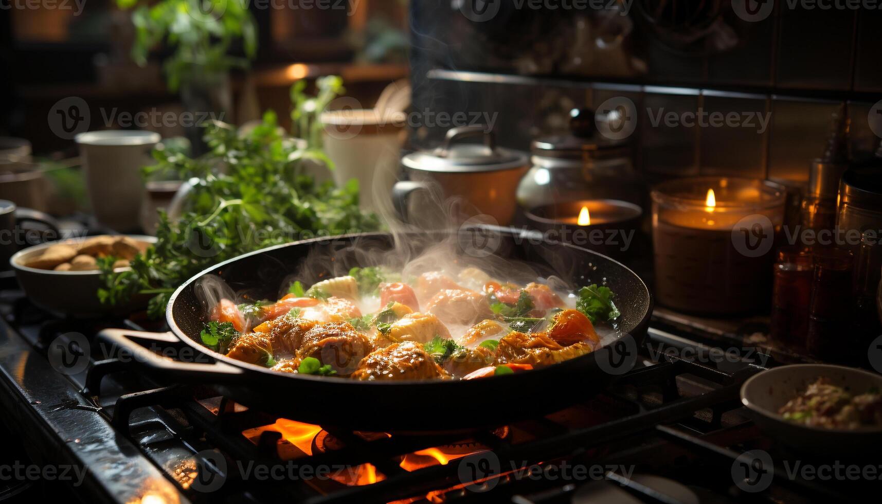 ai generado A la parrilla carne y vegetales en un parilla generado por ai foto