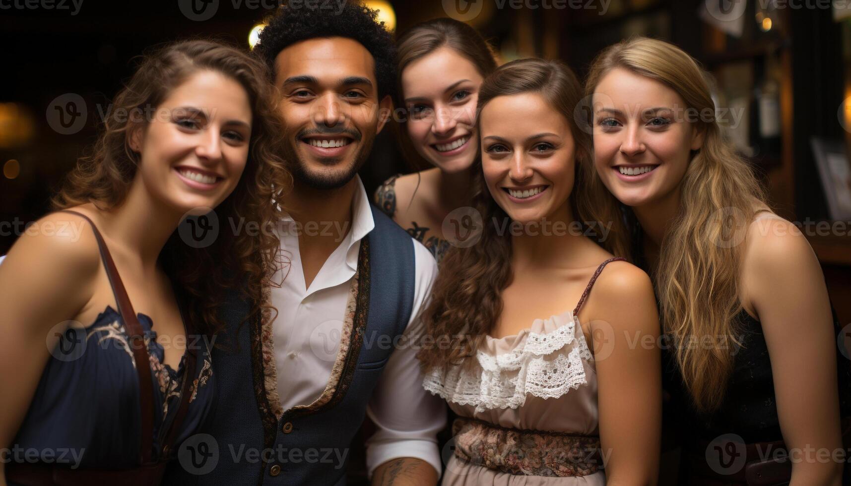 AI generated Young adults enjoying nightlife at a cheerful nightclub generated by AI photo