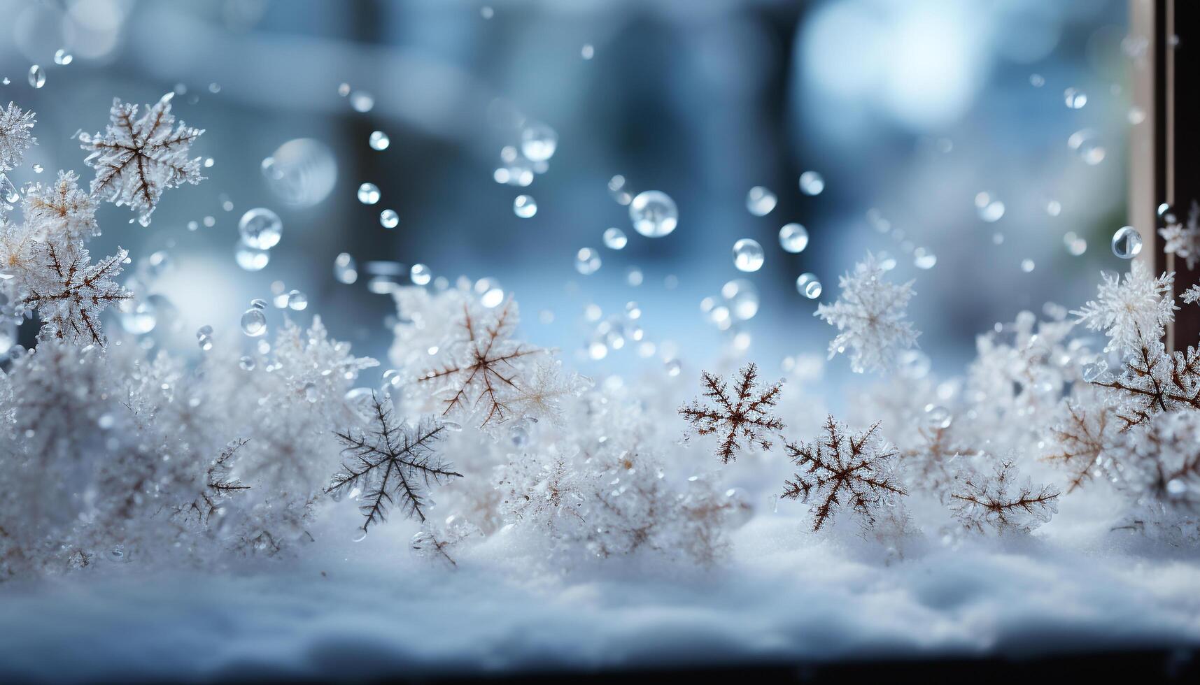 AI generated Winter nature snow season, backgrounds snowflake close up generated by AI photo