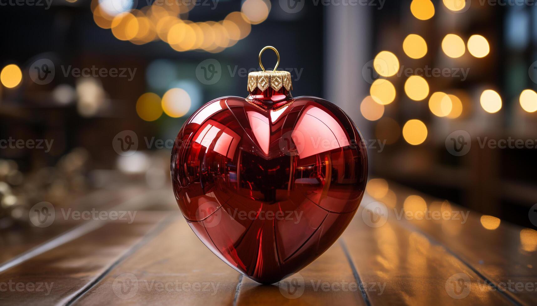 AI generated Shiny heart shaped ornament glows with love and celebration generated by AI photo
