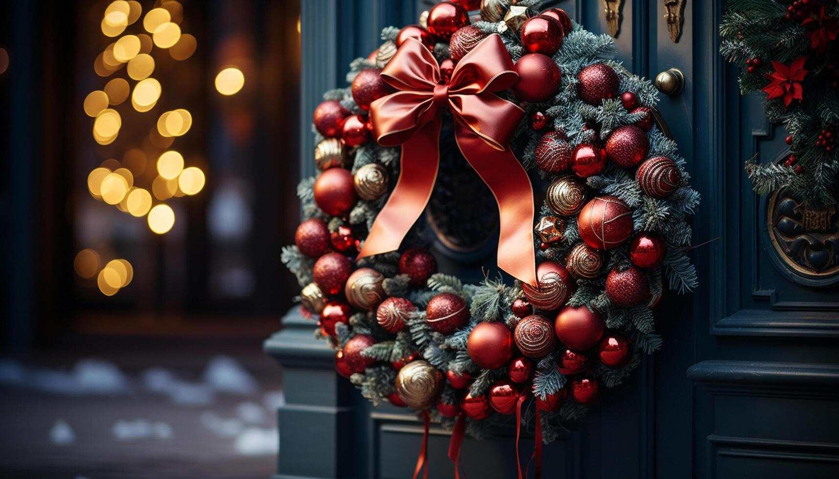 AI generated Christmas tree glowing with ornaments, winter celebration generated by AI photo