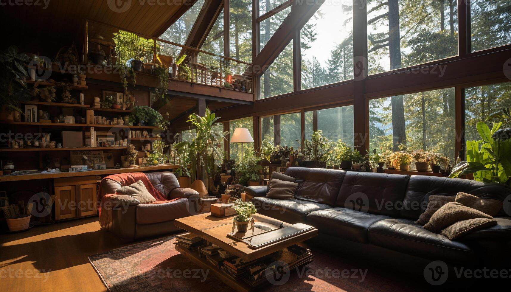 ai generado cómodo moderno sofá en brillante, elegante vivo habitación generado por ai foto