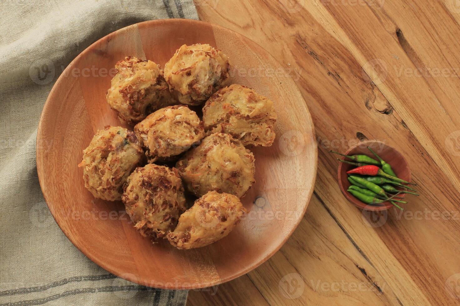 Bakwan Sayur or Bakwan Goreng or Bala-bala  Ote-ote is Vegetebles Fritter from Indonesia. photo