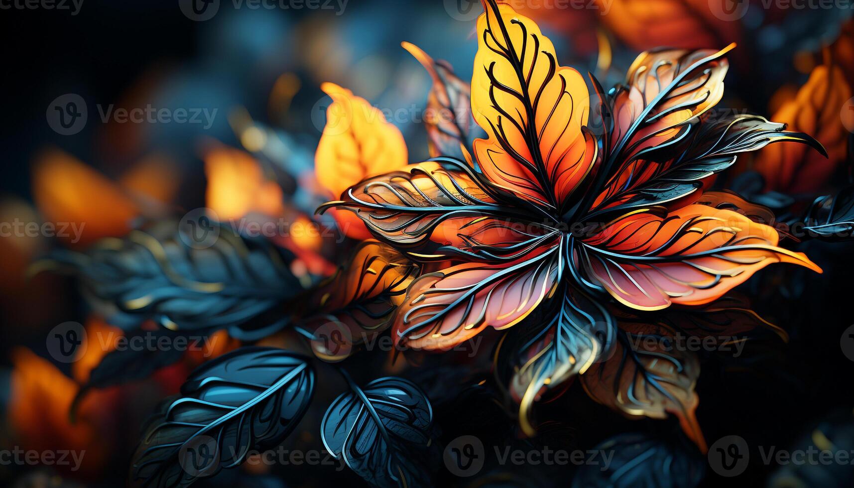 AI generated Vibrant autumn leaves create a colorful nature backdrop generated by AI photo